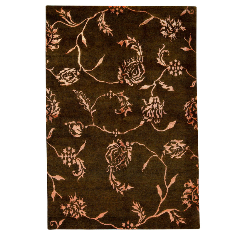 Hand Knotted Area Rug in Brown
