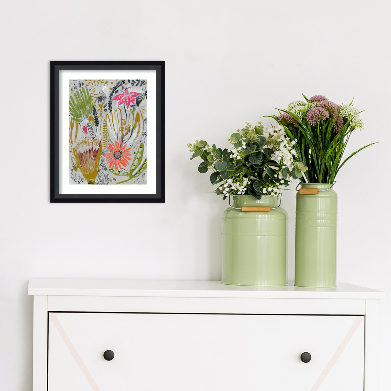 Tropical Blooms by Maya Woods, 11" W x 13" H, Black