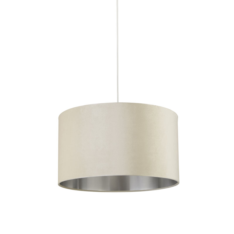 Velvet, Plastic And Mild Steel Traditional, 28 cm H x 50 cm W x 50cm D, Cream/Brushed Silver