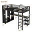 Structure de lit simple TG avec garde-robe intégrée, lit mezzanine en métal avec bureau et tablettes de rangement-1862323896