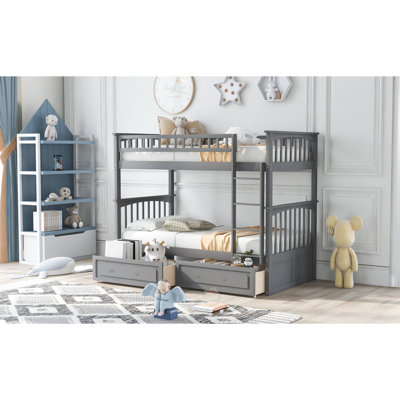 Twin Over Bunk Bed With Drawers - Gray Sleeping Solution Drawers, Solid Construction, Versatile Use
