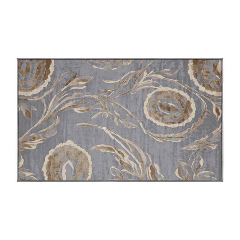 Machine Washable Gray Area Rug, Runner 2' x 5'