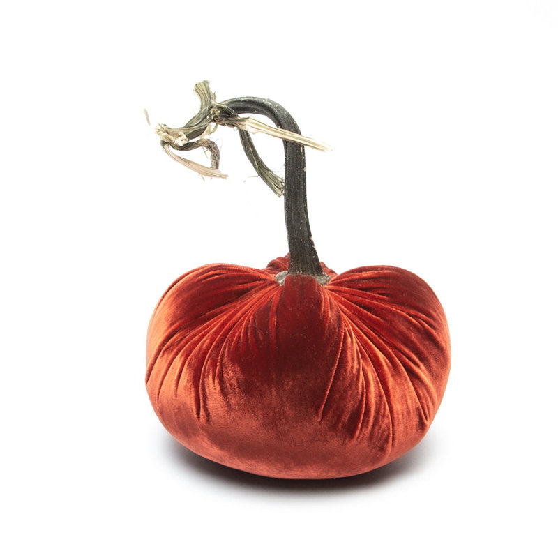 Rust Silk Velvet Pumpkin, 10" H x 8" W x 8" D