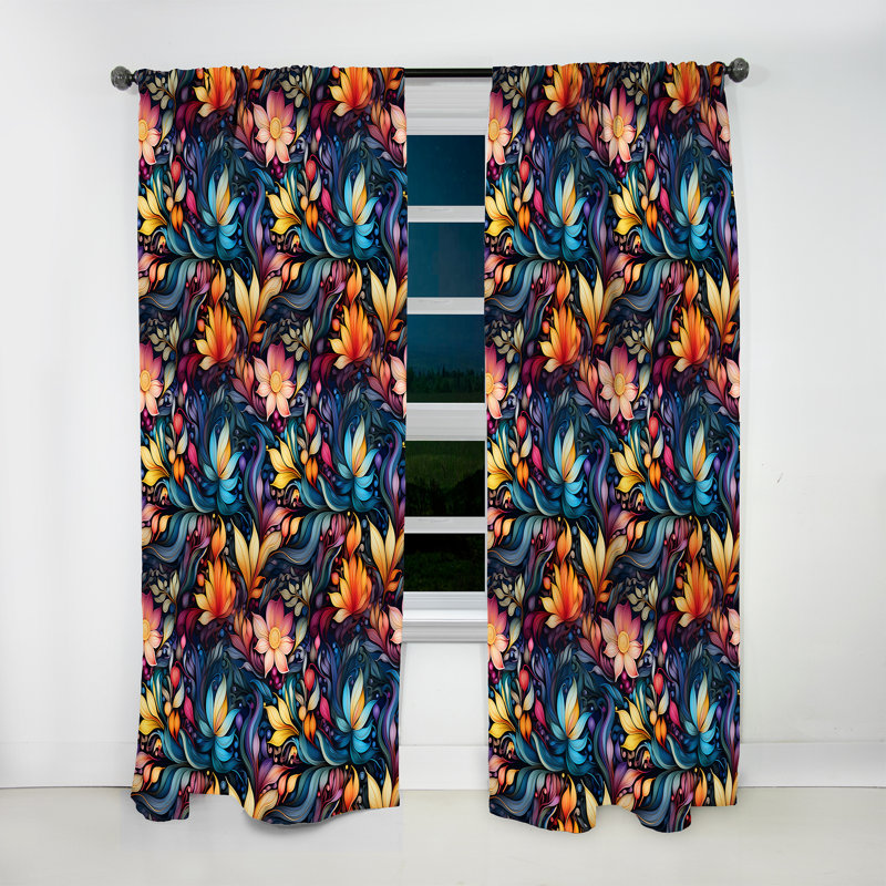 Motif marocain Boho Motif III - Rideau floral - Rideau floral obscurcissant - 1 panneaux, L 52 po x L 84 po