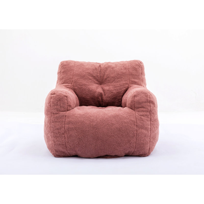 Almon Upholstered Armchair, Bean Paste Red Teddy Fabric