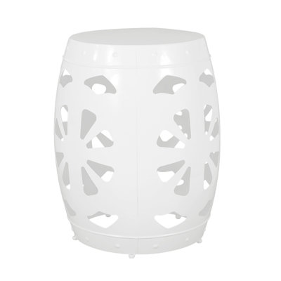White Iron Side Table - No Assembly, Construction Large Frame With Edgy Studded Trims, Assembly
