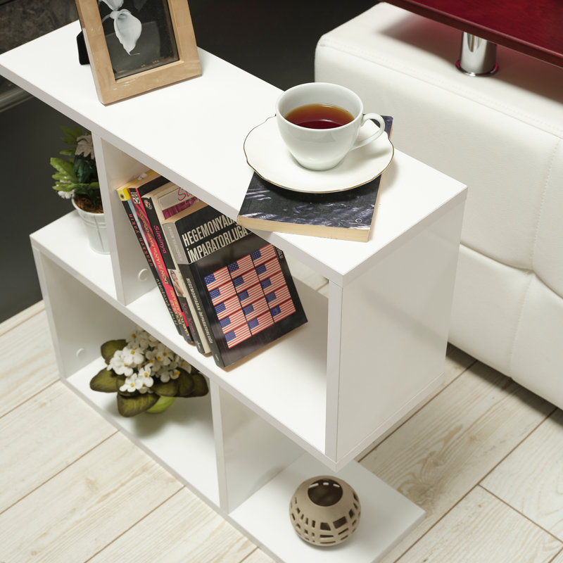 Furnishome Store Alfa Rectangle 4 Shelves End Table, White