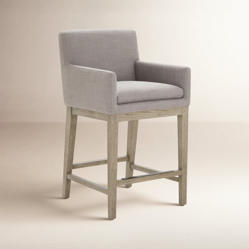 Tabouret de comptoir avec accoudoirs Bethea, Effie silex / lin