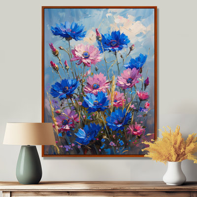 «Blue Blue Meadow Cornflowers Serenity» - Art mural bleuets
