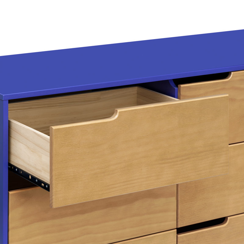 Hudson 6 Drawer 48" W Double Dresser, Cobalt/Honey