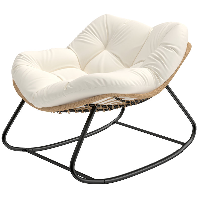 Fauteuil Papasan surdimensionné, acier osier PE, chaises berçantes et fauteuils de patio modernes