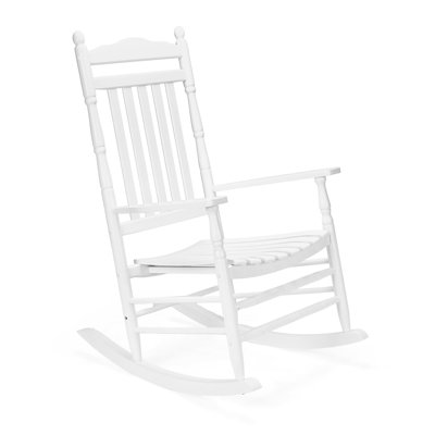 Outdoor Wooden Rocking Chair, 450 lbs Weight Capacity, Solid Wood High Back Lounge Chair