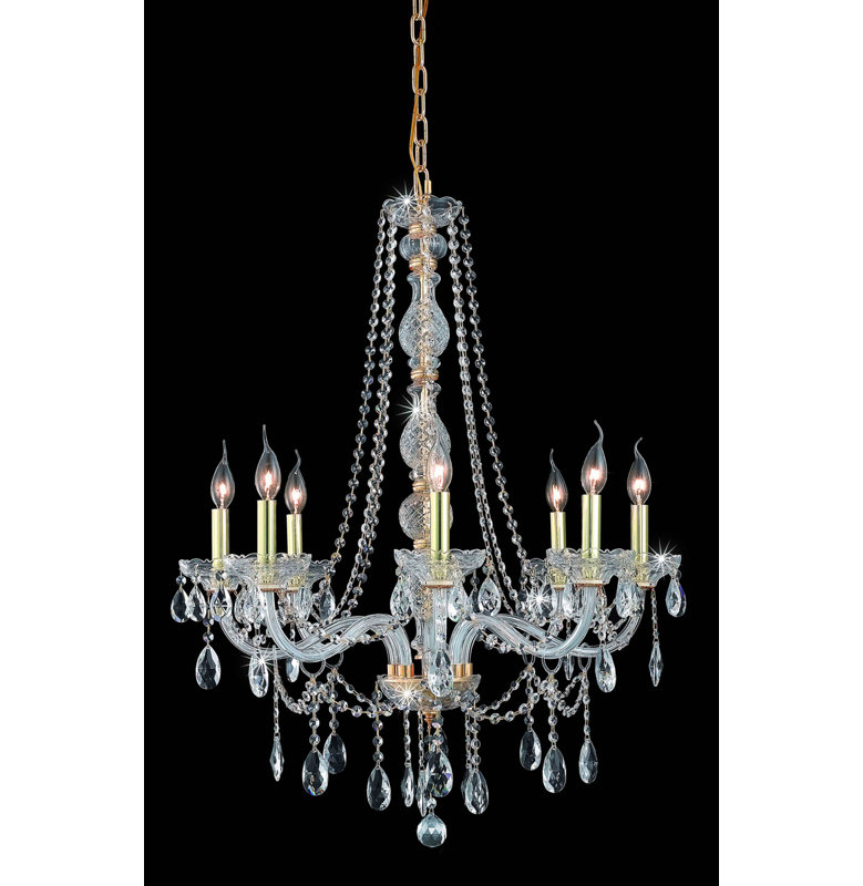 Lustre classique / traditionnel à 8 lumières de style bougie avec détails en cristal Mullinix