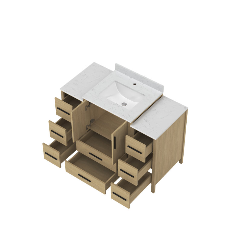 Aura 48'' Fully Assembled Freestanding Single Bathroom Vanity Sets With Engineered Marble Top and Backsplash, 48"