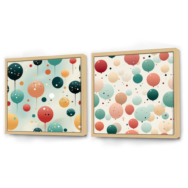 Eric - Ensemble de 2 collages carrés abstraits, H 16 po x l 33 po, Cadre flottant brun