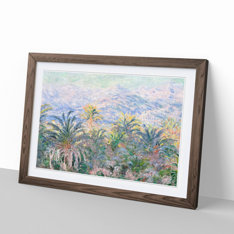 Palm Trees at Bordighera by Claude Monet - Framed Print, Walnut Framed, 48cm H x 65cm W x 2cm D