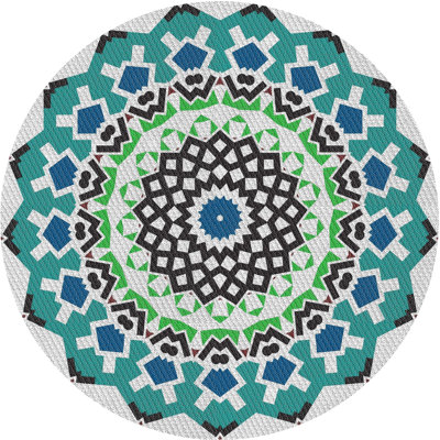 Tapis bleu/vert tissé à la machine