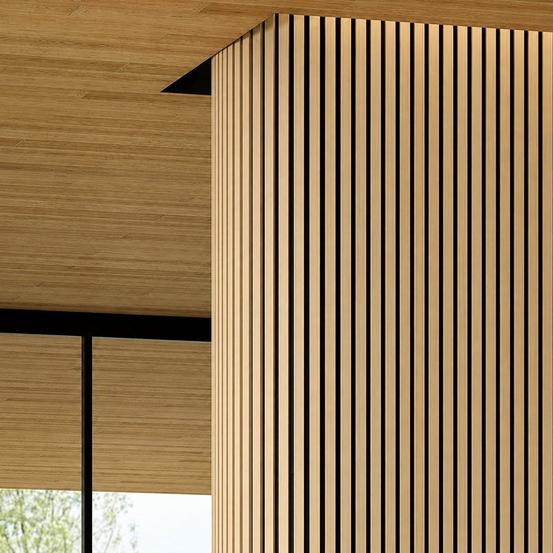 Panneaux muraux acoustiques flexibles en bois à lattes, 106,25 po x 41,25 po, en placage de bois véritable, pour murs et plafonds incurvés