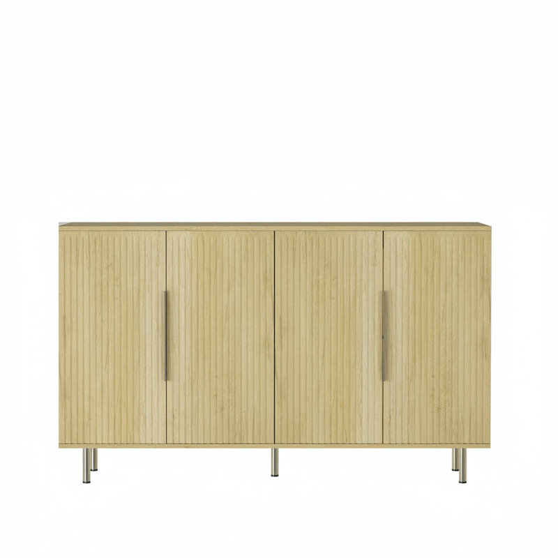 Buffet moderne en bois cannelé avec rangement et tablettes réglables | Idée de cadeau