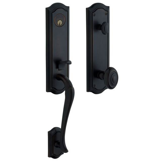 Bethpage Handleset with Single Cylinder Deadbolt and Door Knob and Rosette, Satin Black, Keyed Different, Yes