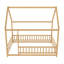 Lit de sol en bois de pin massif avec cadre de maison et garde-corps de sécurité Montessori l 60 po x P 77 po x H 74 po