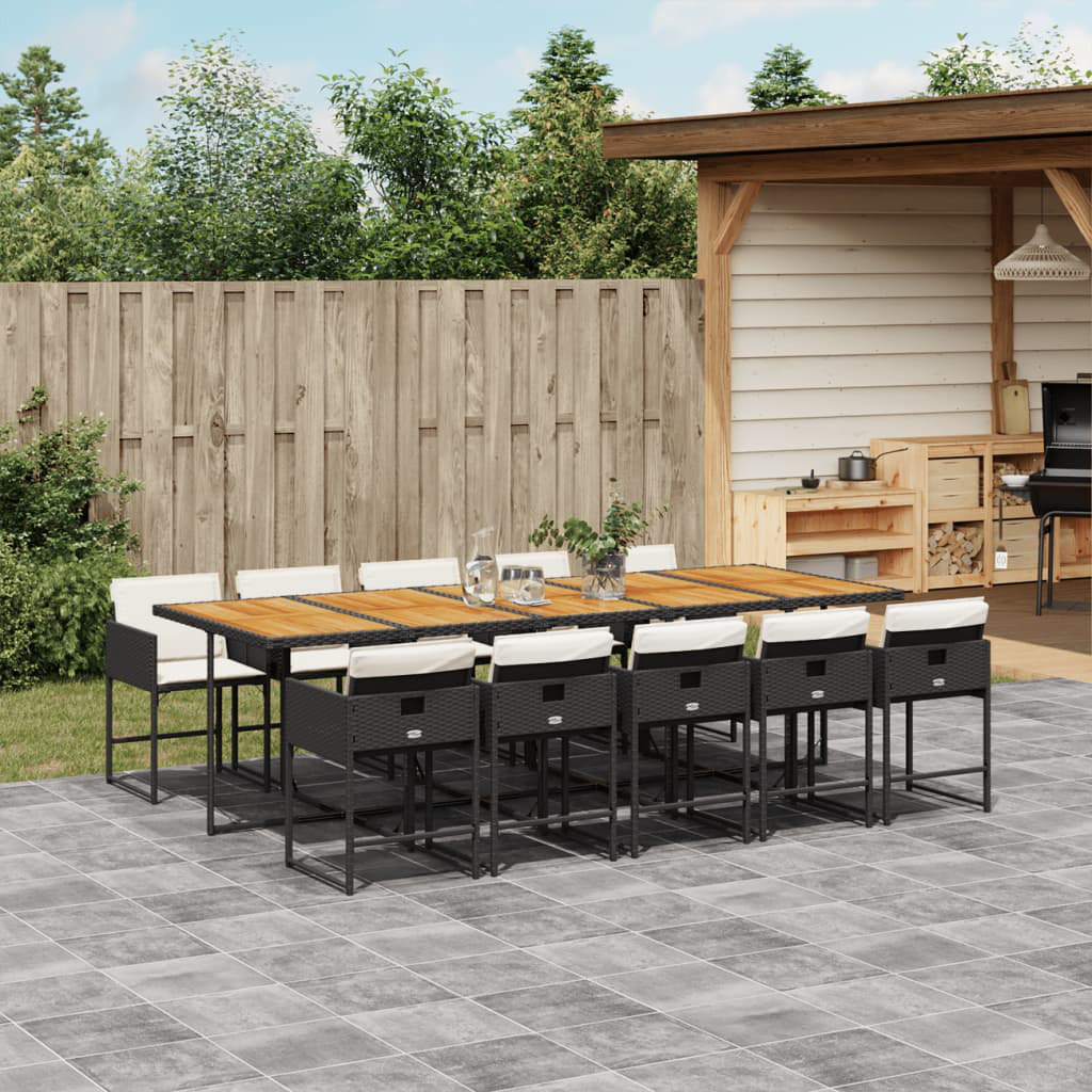 11-Tlg. Garten-Essgruppe mit Kissen Beige Polyrattan