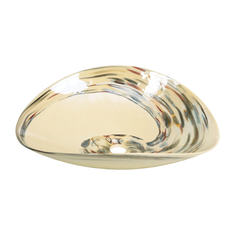 Lavabo de salle de bain ovale en verre Murano, Corallina