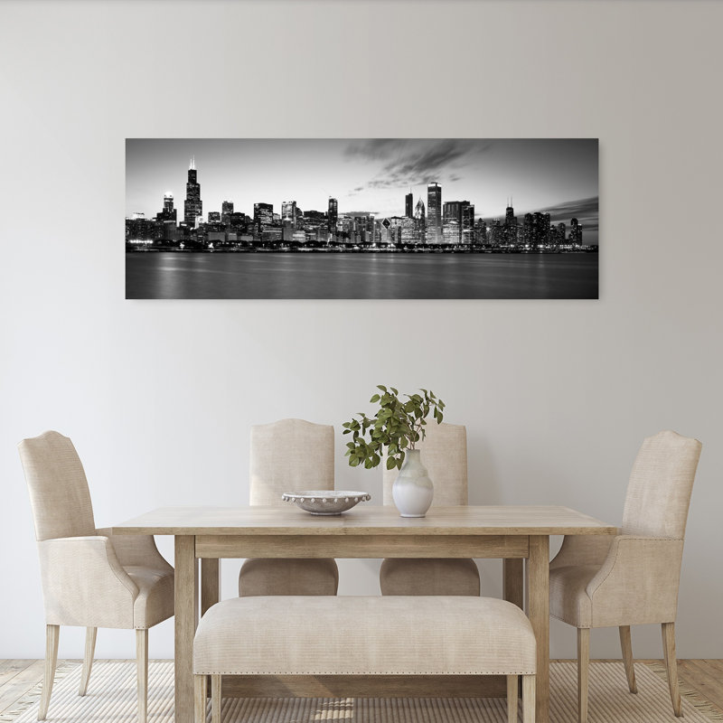 Buildings at the waterfront Lake Michigan Chicago Cook County Illinois USA 1 Piece Wrapped Canvas Panoramic Wall Art
