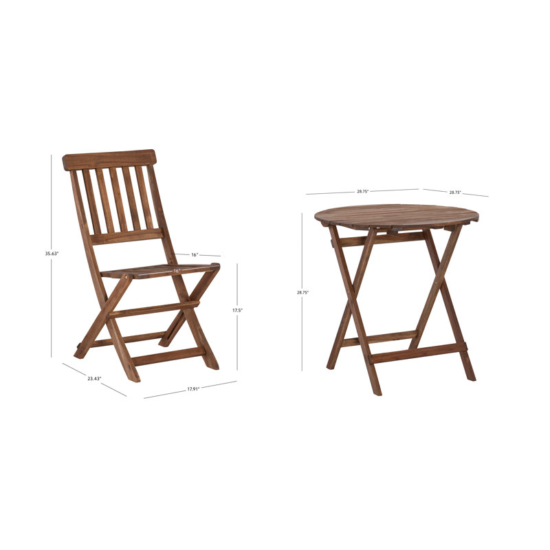 Glyndon 2 - Person Wood Patio Dining Set with Round Table