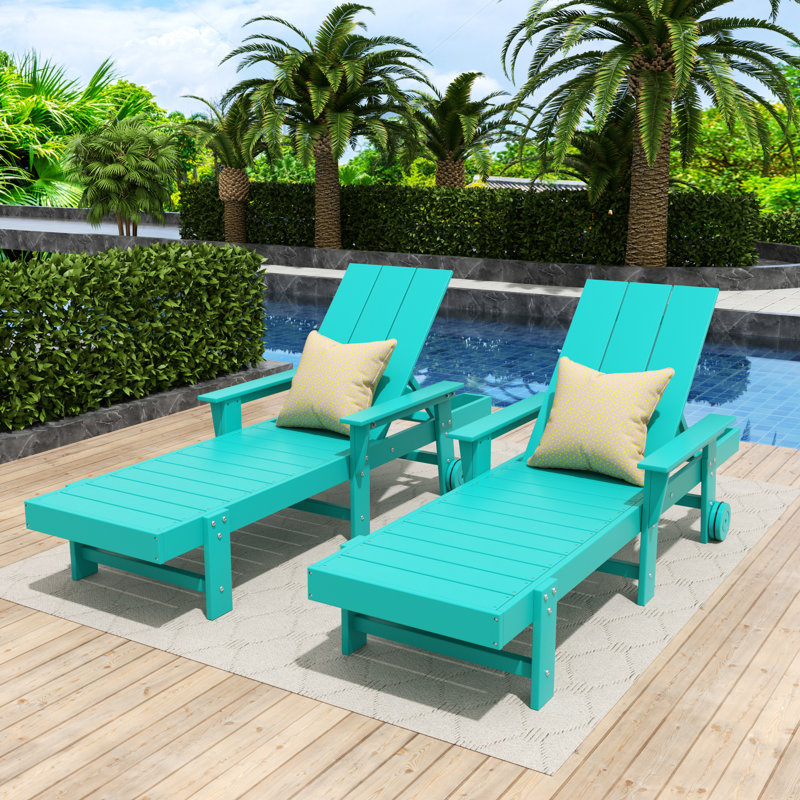 Ensemble de chaises longues inclinables 77,6 "Aderson, Turquoise