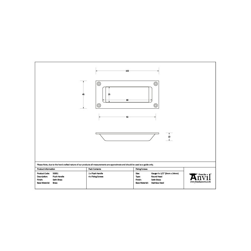 3.6 cm Centre Recessed Pull, Satin Brass