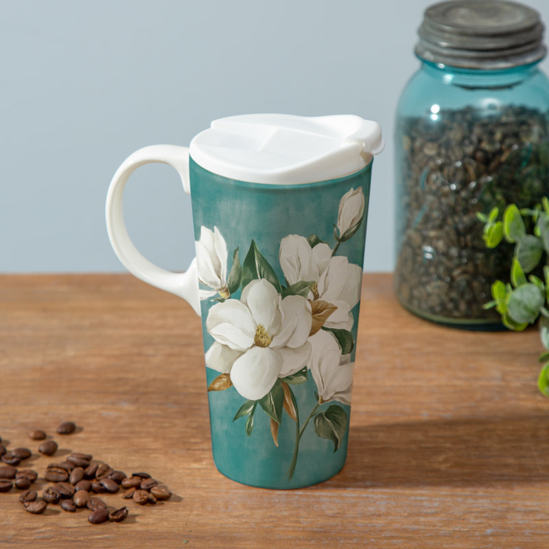 Magnolias Ceramic Perfect Cup, 17oz, Gift Box