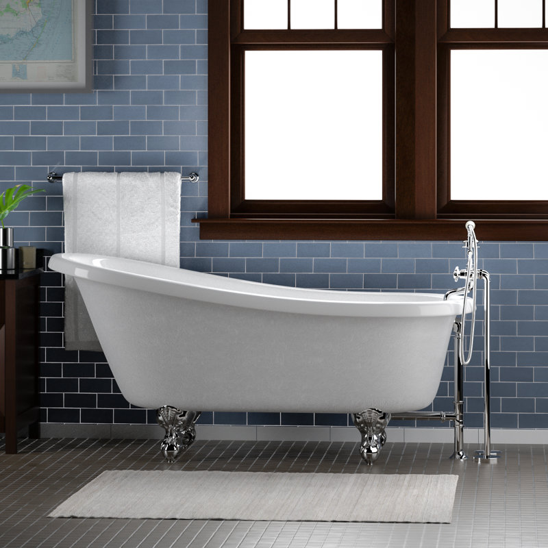 Imogene 67'' x 29.5'' Soaking Acrylic Bathtub, Polished Chrome