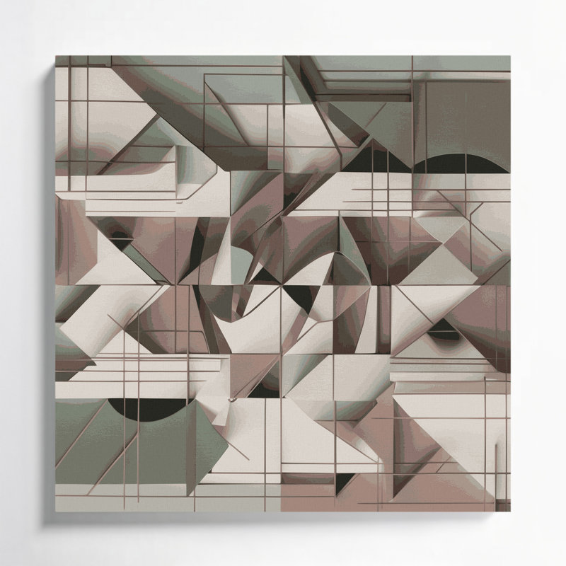 «Geometric Abstraction 86», art mural sur toile grise, H 32 po x l 32 po