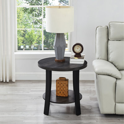 Round Shelf Table In Charcoal - Enhance Room Functionality Wood Stunning & Practical
