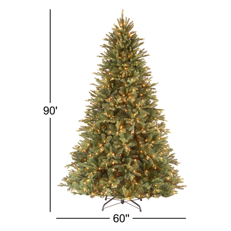 Tiffany Fir 7.5' Green Artificial Christmas Tree with 750 Pre-Lit Clear Lights with Stand, 7.5'