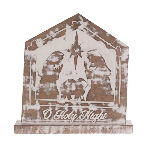 The Holiday Aisle® White Washed Nativity Sign (set Of 2) 