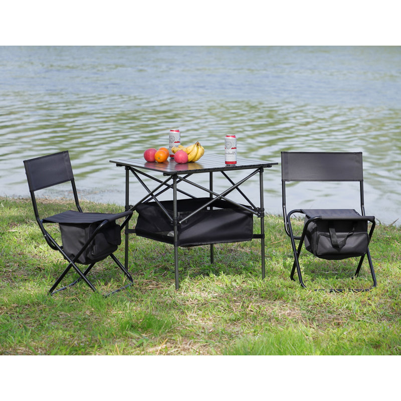 Chaises de camping pliables Necibe, Noir