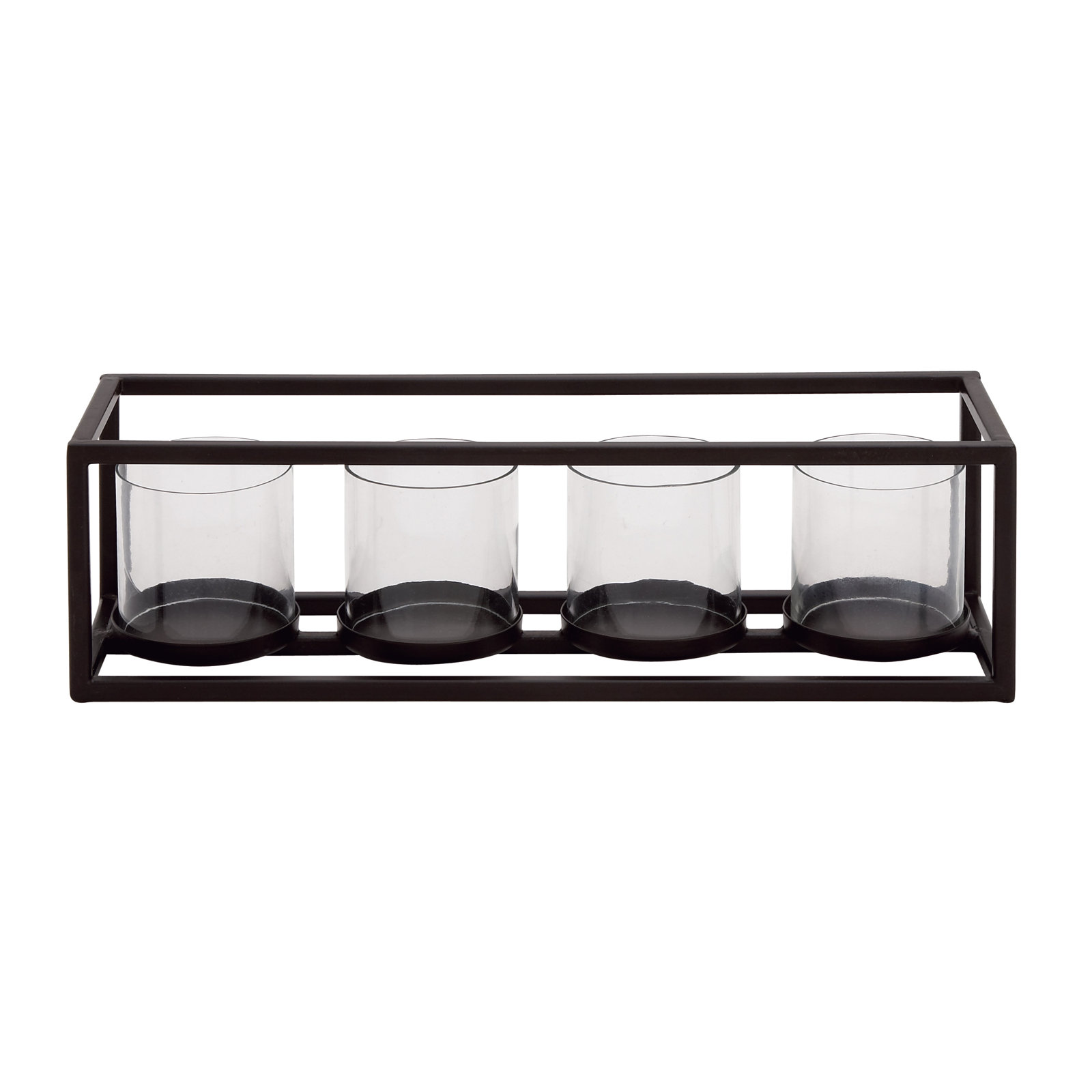 Metal 4 Glass Sleeve Candelabra, 5" H x 18" W x 5" D, 4