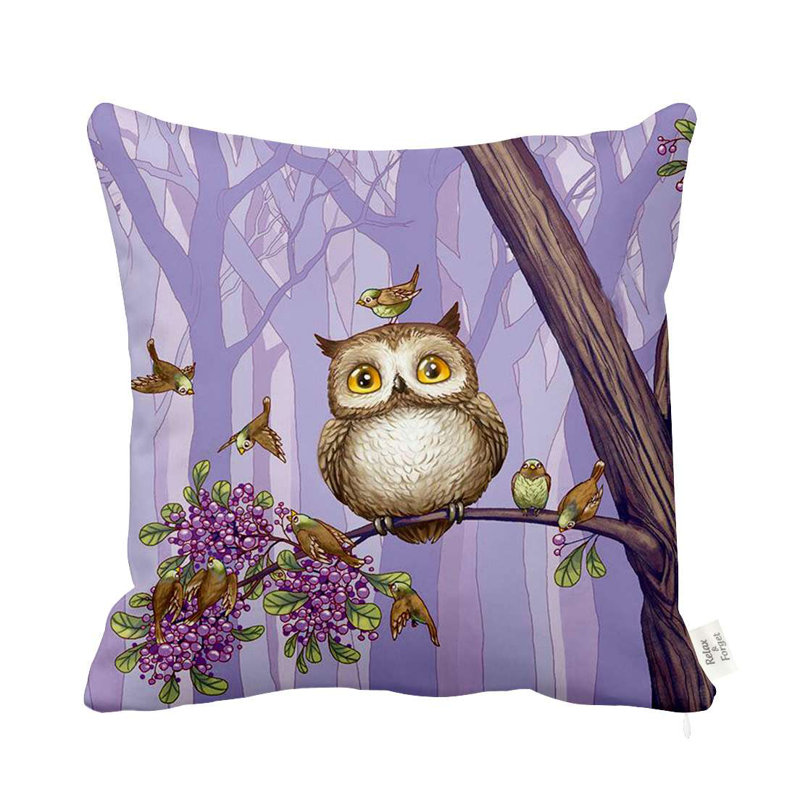 Housse et insert de coussin carré hibou