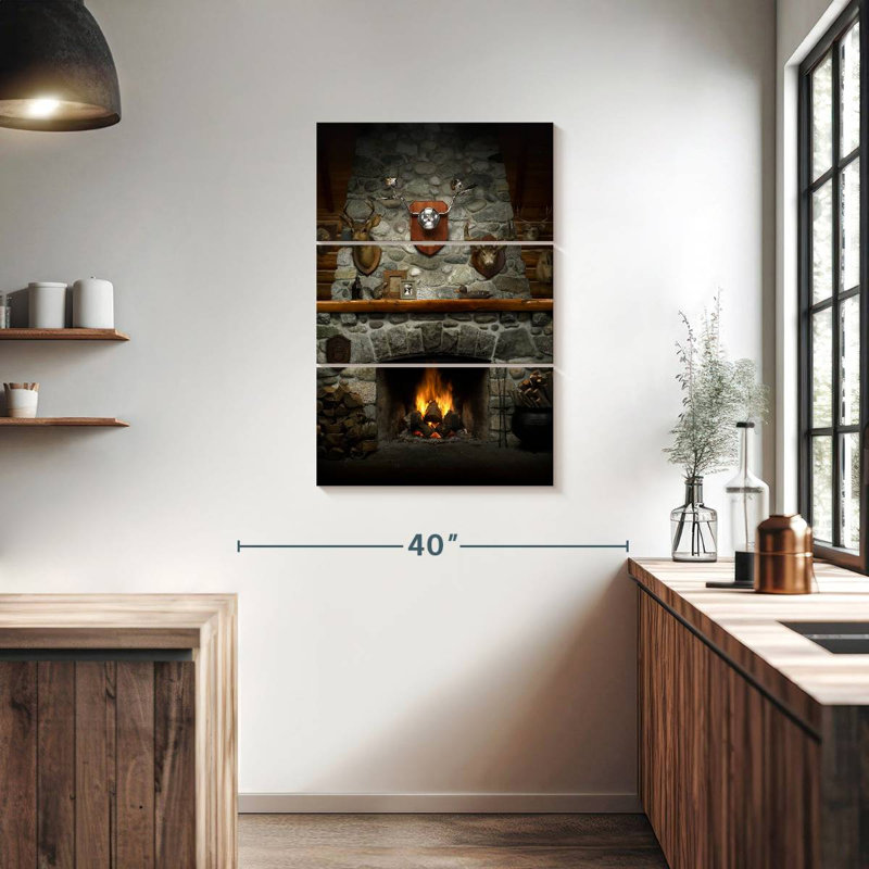Lilie Rustic Stone Fireplace, 38" H x 24" W