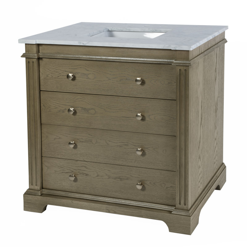 Ensemble de meuble-lavabo simple 36 po Garza, brun chêne clair, Brun chêne clair