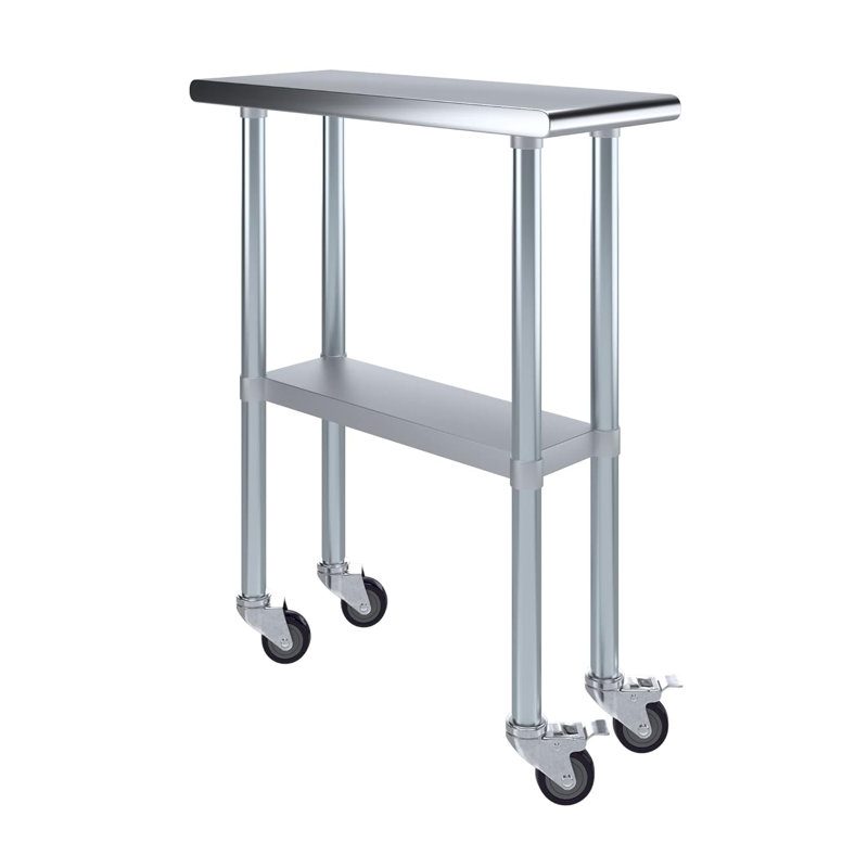 Table en acier inoxydable avec roulettes, H 38 po x L 12 po x l 30 po
