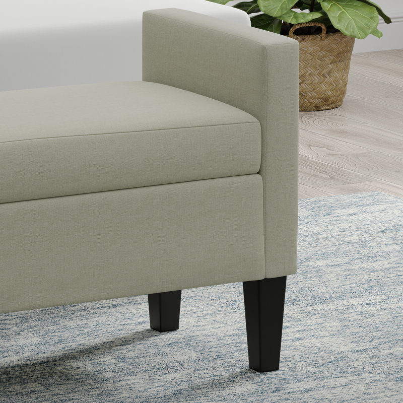 Banc de rangement à couvercle rabattable rembourré, Beige, H 24 po x l 42 po x P 17,8 po