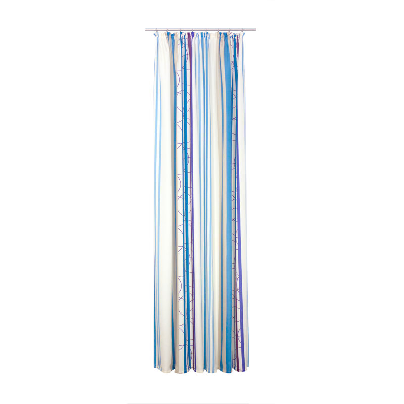 Peachey Synthetic Pencil Pleat Curtain, single Panel, opaque, 130cm Width x 245cm Drop, Blue