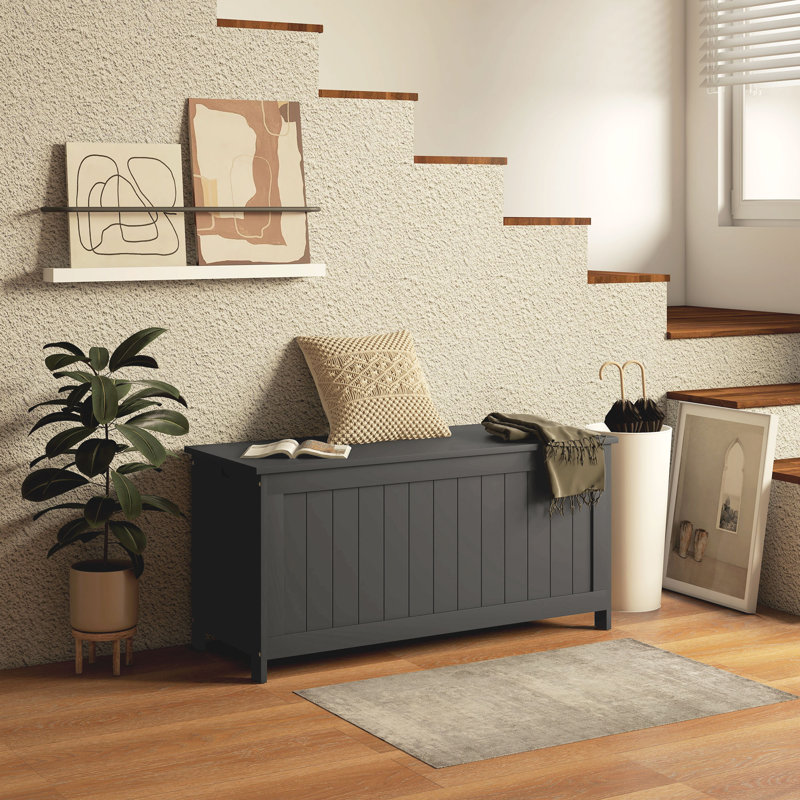 Coffre de camp en bois d'ingénierie Dereth, Noir, noir, noir, noir, H 18,9 po x l 39,4 po x P 15,7 po