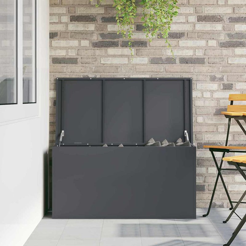 Outdoor Storage Box Steel Garden Solution Terrace Organizer Urban Style, Anthracite, 50cm H x 100cm W x 50.5cm D, 220L