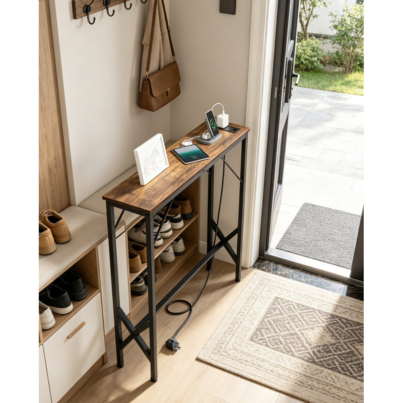 Console étroite pour entrée, Brun rustique