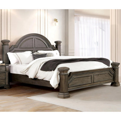 Wooden Eastern Bed With Bell-Shaped Headboard