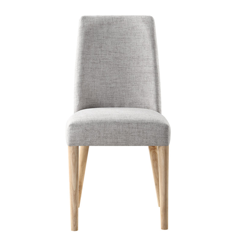 Chaise avec tissu gris et pieds en bois massif pour un siège à effet